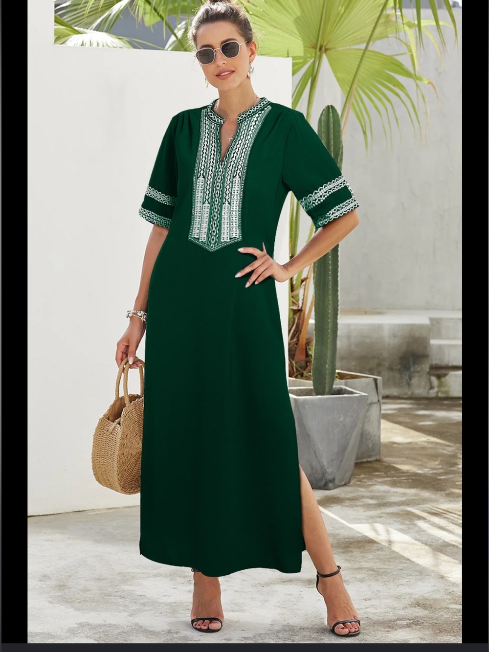 Short Sleeved Maxi Side slit Beach dress - Picture 2 of 6